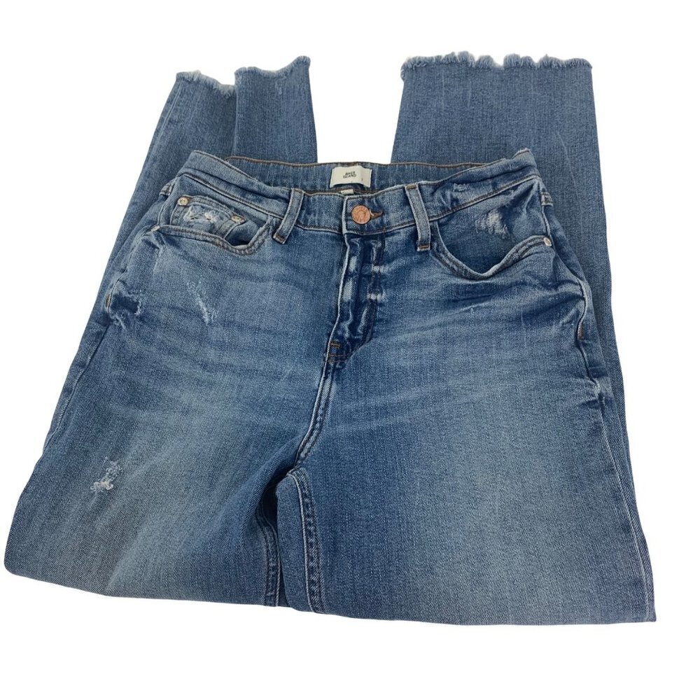 * River Island Bella Straight Leg Jeans UK 10 Frayed Hem Medium Wash - Picture 3 of 16
